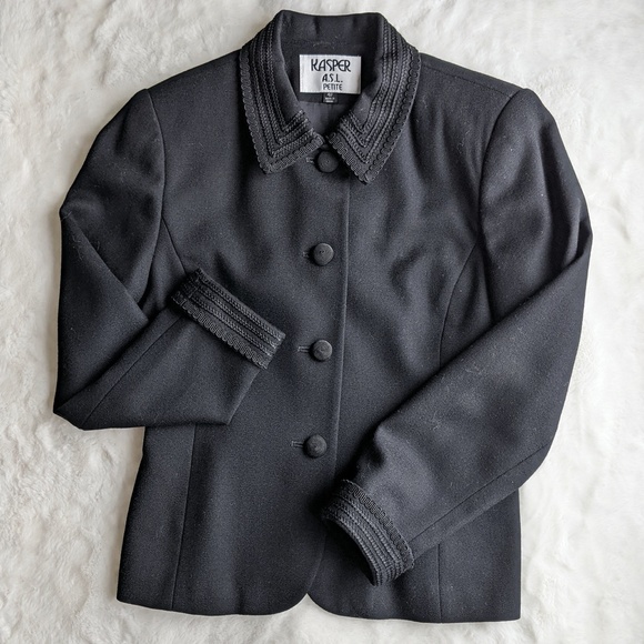 Kasper ASL Black Vintage Wool Blazer - Picture 3 of 15